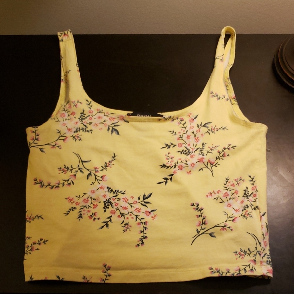 Forever 21 Yellow Crop Tank Top